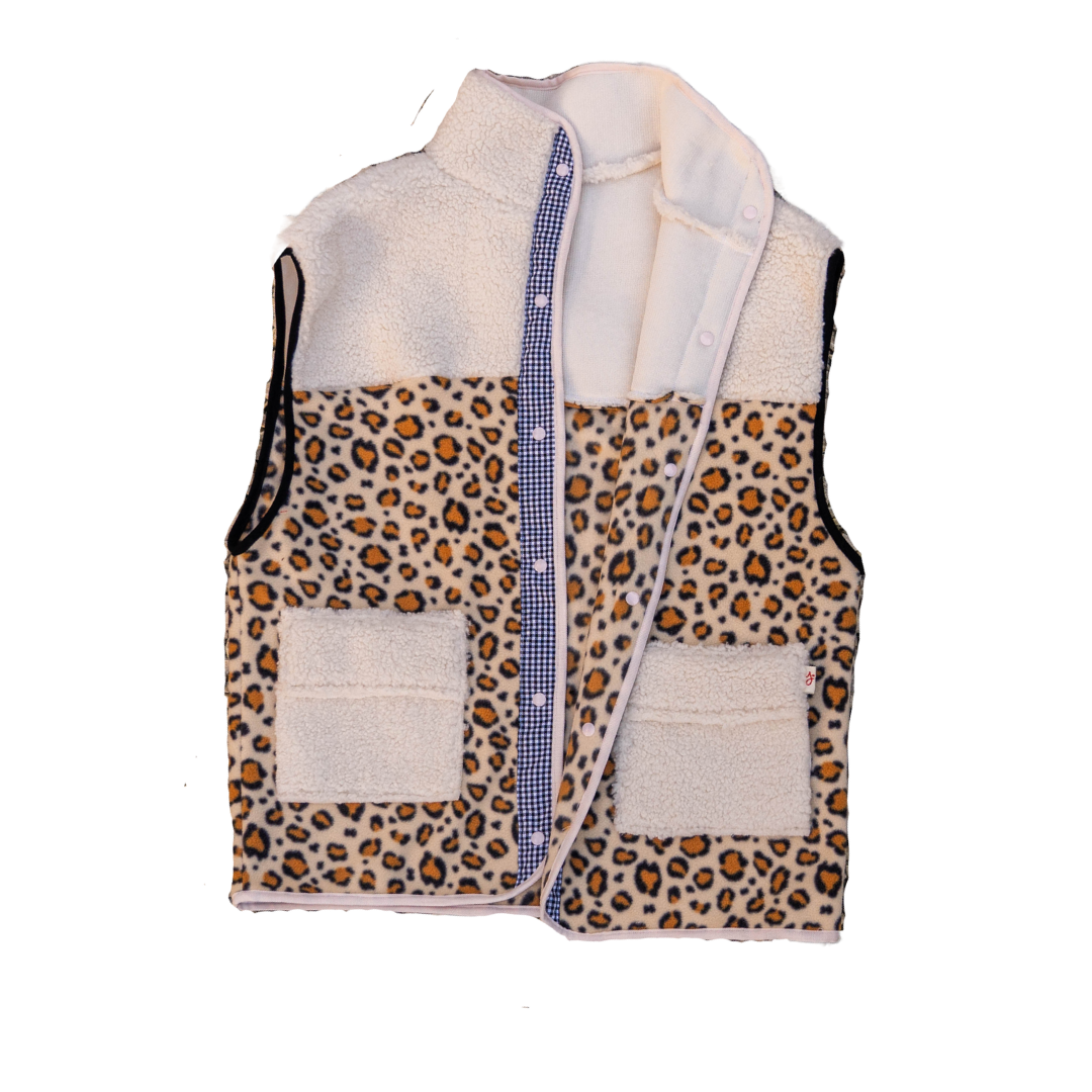 POLAIRE SANS MANCHE LEOPARD