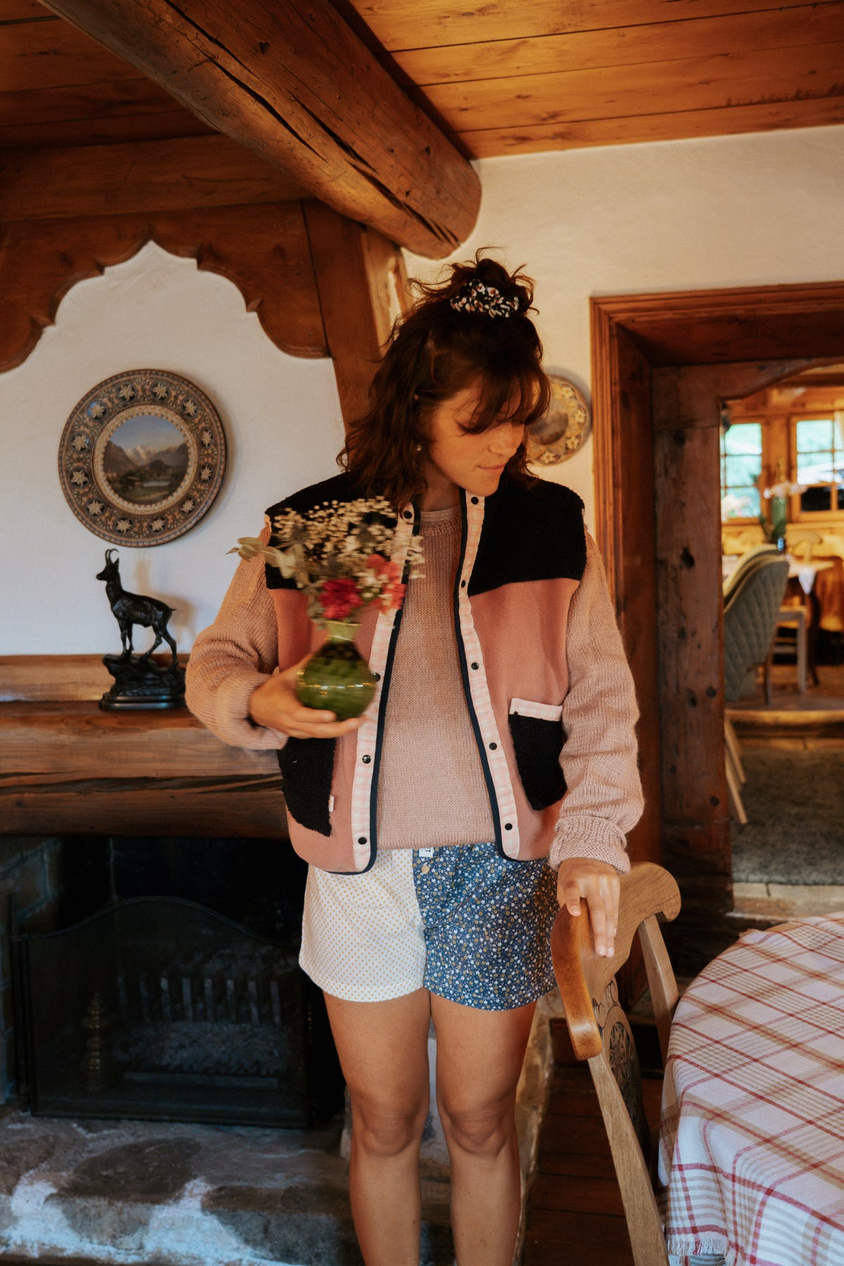 POLAIRE SANS MANCHE VIEUX ROSE