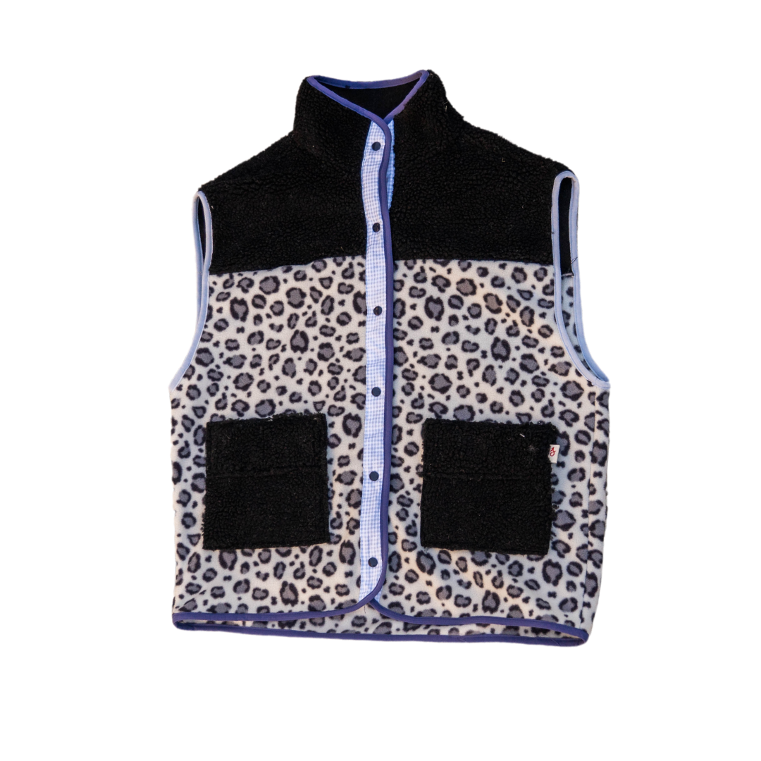 POLAIRE SANS MANCHE LEOPARD GRIS