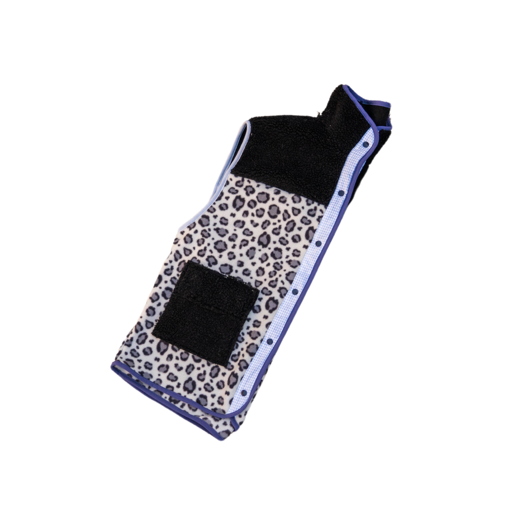 POLAIRE SANS MANCHE LEOPARD GRIS