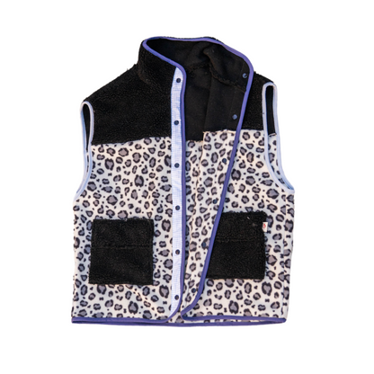 POLAIRE SANS MANCHE LEOPARD GRIS