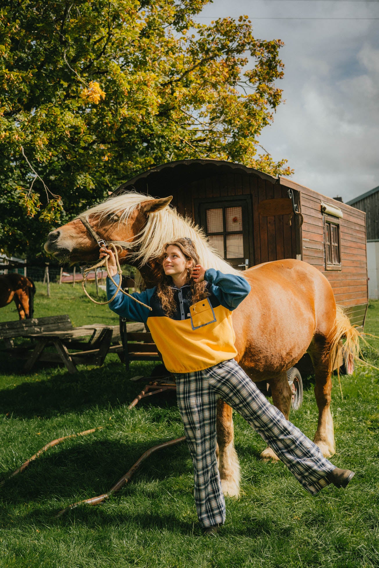 Polaire jaune x bleu