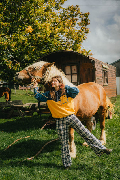 Polaire jaune x bleu