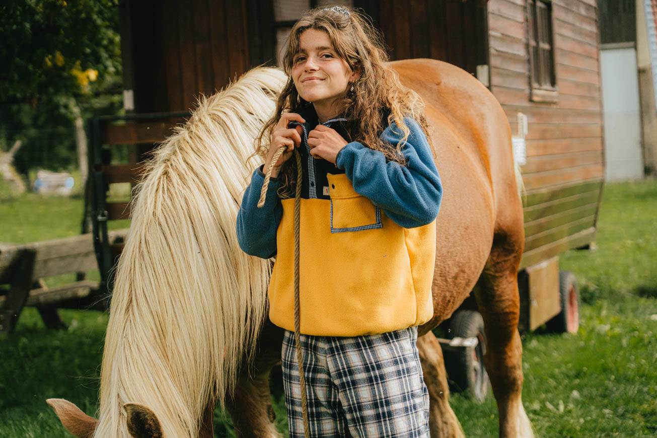 Polaire jaune x bleu