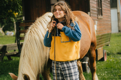 Polaire jaune x bleu