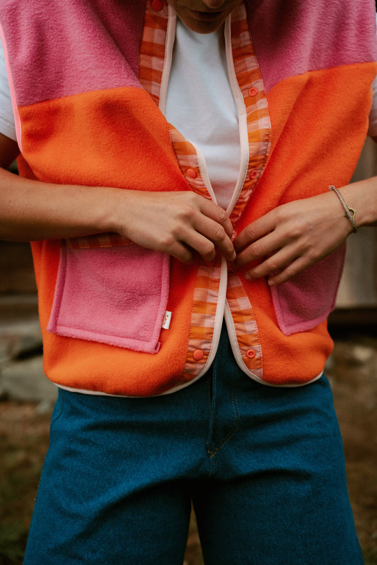 POLAIRE SANS MANCHE ROSE x ORANGE