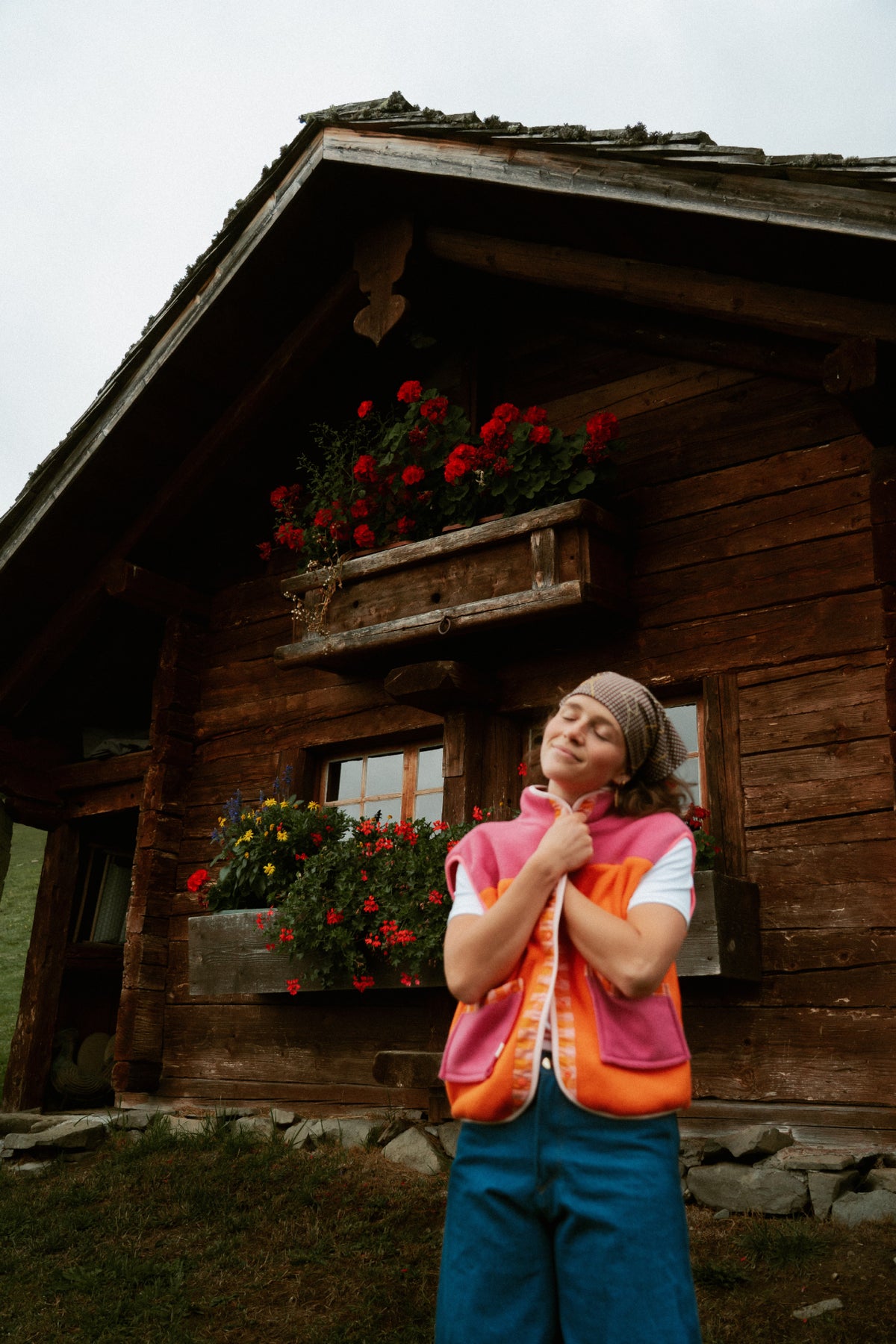 POLAIRE SANS MANCHE ROSE x ORANGE