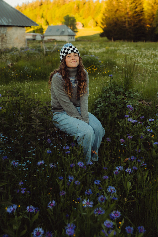BONNET LEO BLEU x DAMIER